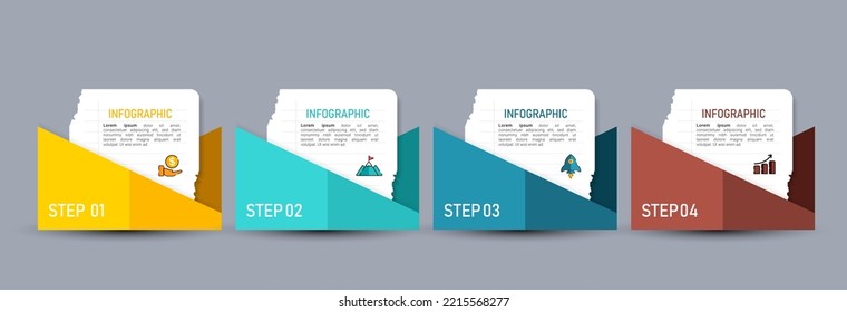  Infografía empresarial con vector de diseño de papel de nota.