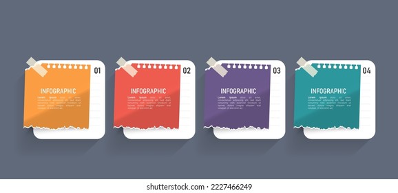 Business Infographic with note paper design vector.