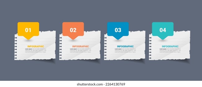 Business Infographic with note paper design vector.