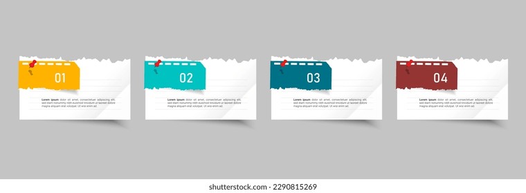 Business Infographic with note paper design vector.	