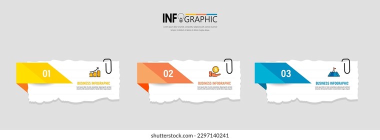 Business Infographic with note paper design vector.