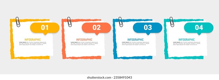 Infografía de negocio con vector de diseño de papel de nota.