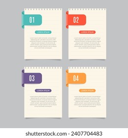 Business Infographic with note paper design vector.