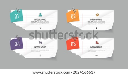 Business Infographic with note paper design vector.