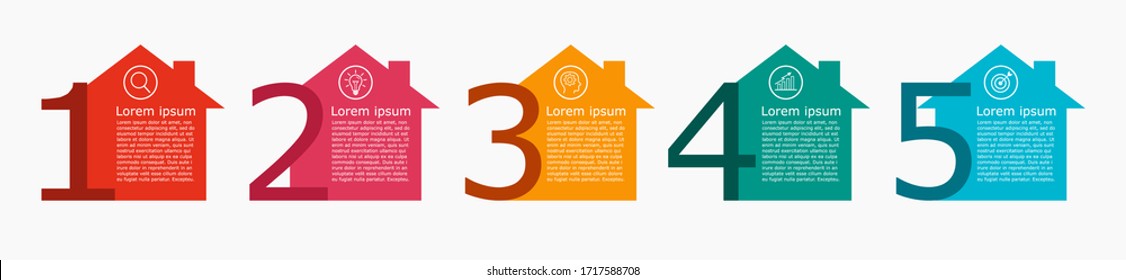 Infografía empresarial con las opciones de los números 5.