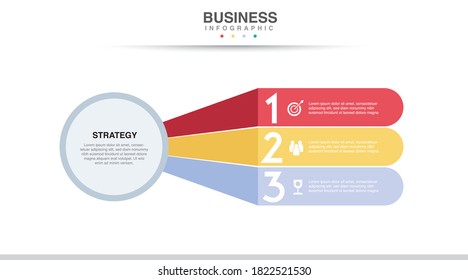 Business infographic. Organisation chart with 3 options. Vector template. making plan for strategy