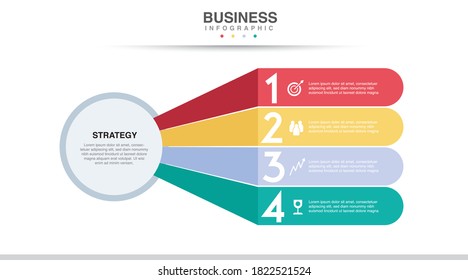 Business infographic. Organisation chart with 4 options. Vector template. making plan for strategy