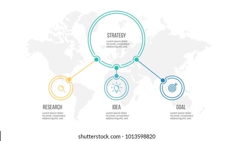 Business Infographic. Organization Chart With 3 Options, Circles. Vector Template.