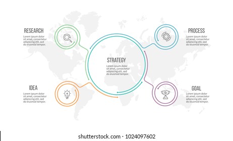 Business infographic. Organization chart with 4 options. Vector template.