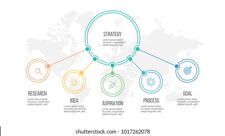 Business Infographic. Organization Chart With 5 Options. Vector Diagram.