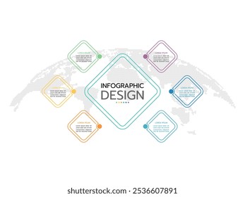 Business infographic. Organization chart with 6 options. Vector template.