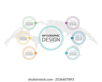 Business infographic. Organization chart with 6 options. Vector template.