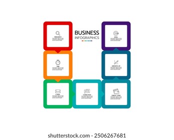 Business infographic. Organization chart with 7 options. Vector template.