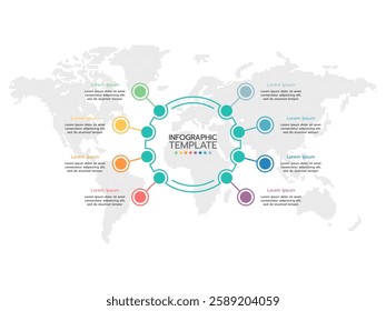 Business infographic. Organization chart with 8 options. Vector template.