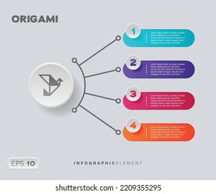 Business infographic Origami design template with icons and 4 steps. Can be used for workflow layout, diagrams, annual reports, web design