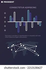 Business Infographic Page Template With World Map And Bar Chart