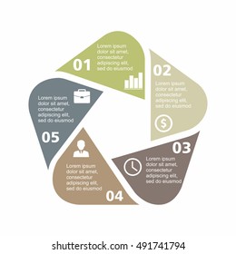 Business infographic pentagon in flat design. Layout for your options or steps. Abstract pattern for background