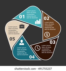 Business infographic pentagon in flat design. Layout for your options or steps. Abstract pattern for background