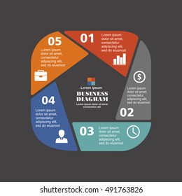 Business infographic pentagon in flat design. Layout for your options or steps. Abstract pattern for background