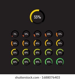 conjunto de piechart de infografía empresarial con elementos realistas redondos sobre un fondo blanco. visualización moderna de datos vectoriales con cuadros de texto. fácil de editar y personalizar. Pasos10