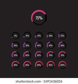 business infographic piechart set with round realistic elements on a white background. modern vector data visualization with textboxes. easy to edit and customize. eps10