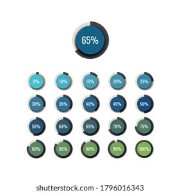 Business infographic piechart template with round realistic elements on a white background. Modern percentage visualisation. Vector information easy to edit and customize eps10