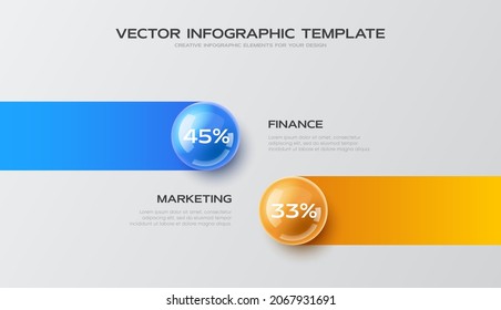 Presentación de infografía de negocios con 2 puntos para la comparación.