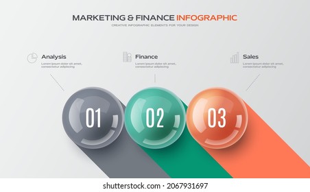 Business infographic presentation with 3 points. Dynamic bars chart design template. Statistics graphic visualisation.