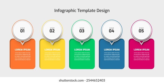 Business Infographic Presentation with Color Shape Inner Shadow Circle Label 4 Option and Icon