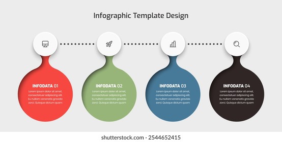 Business Infographic Presentation with Color Shape Inner Shadow Circle Label 4 Option and Icon