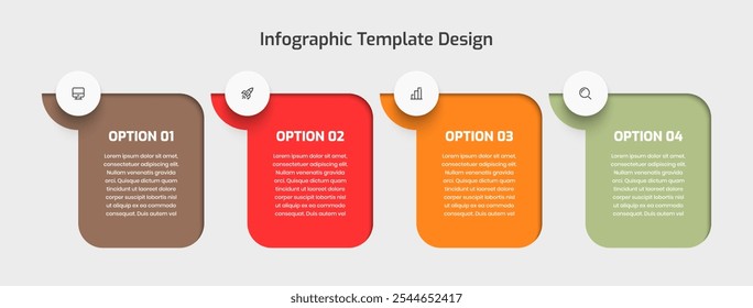 Business Infographic Presentation with Color Shape Inner Shadow Circle Label 4 Option and Icon