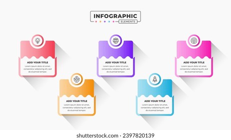 Business infographic presentation template with 5 steps or options