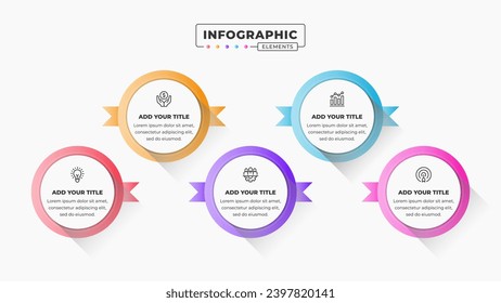 Business infographic presentation template with 5 steps or options