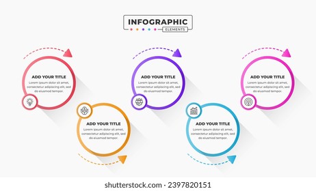 Business infographic presentation template with 5 steps or options