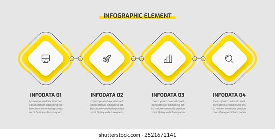 Diseño Abstractas de la Plantilla de la presentación de la infografía del negocio con el icono amarillo del color y el número 4