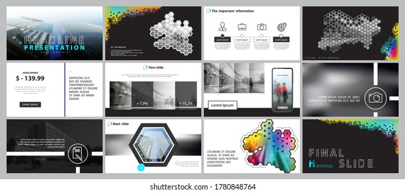 Business infographic presentation templates, green and black elements on white background. Use in flyers and SEO, marketing, webinar pages, digital technologies, banners annual report. Vector abstract