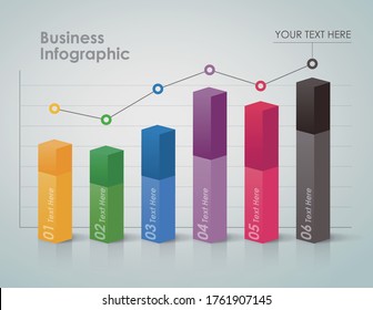 Business Infographic, Process Bar Chart Showing Trend