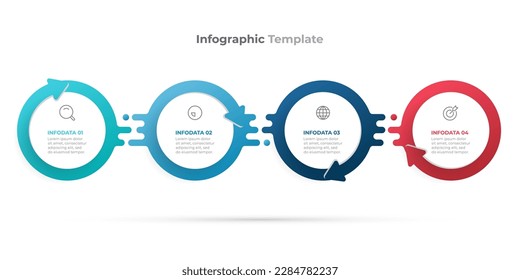 Gráfico de procesos infográficos de negocio con diseño de plantillas de flechas con iconos y 4 opciones o pasos. Ilustración vectorial.