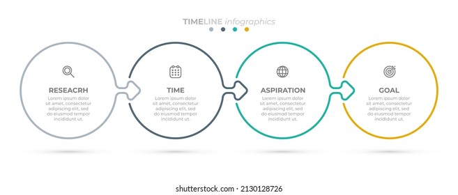 Business infographic. Process chart design with arrow and 4 options or steps. Can be used for workflow diagram, info chart, web design.