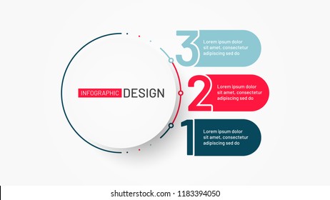 Business infographic process chart. Number design element of diagram with 3 step, options. Creative concept for annual report, presentation. Vector illustration.
