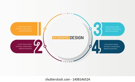 Business infographic process chart. Number design element of diagram with 4 step, options. Creative concept for annual report, presentation. Vector illustration.