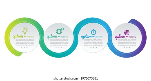 Business infographic process with circle template design with icons and 4 options or steps. Vector illustration.