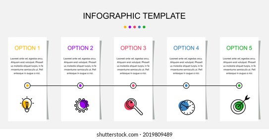 Business Infographic Process From Circles Design With Icons and 4 Options, Steps. Universal Vector Infographics Template For Presentation, Report, Strategy, Timeline