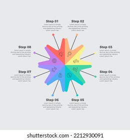 Business infographic process with colorful template design with icons and 8 options or steps, infographic design template
