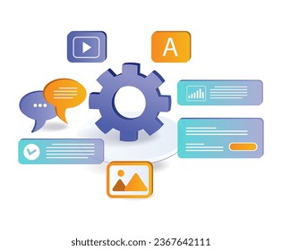 Ilustración plana del proceso de infografía empresarial
