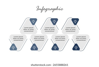 Business Infographic Process Template mit 7 klaren Schritten für Timeline Management, Strategic Planning, Marketing Flow und Präsentationen.