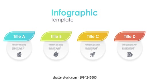 Business infographic process template with icons and 4 options or steps. Can be used for presentation, website, banner or diagram. Vector illustration.