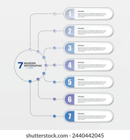 Proceso de infografía de negocios con diseño de plantilla de triángulo con iconos y 7 opciones o pasos. Ilustración vectorial.