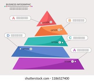 Business infographic pyramid chart colorful vector illustration