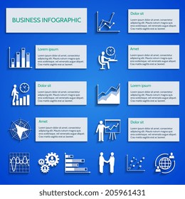 Business infographic with report elements charts icons set vector illustration